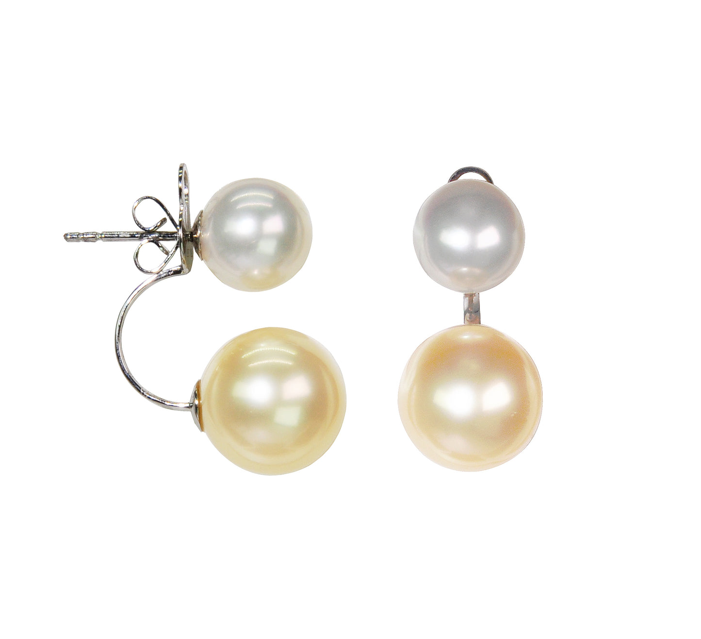 2 in 1 Southsea White & Golden Pearl Earrings