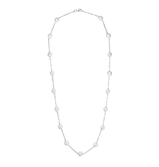 Akoya Pearl Necklace with 18k White Gold Setting