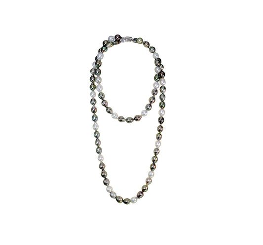 Southsea Black and White Baroque Pearl Necklace