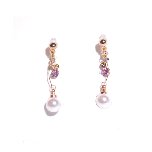 Synthetic pearl and crytsal earrings