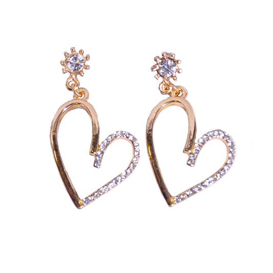 Heart shape Zirconia stone & crystal earrings