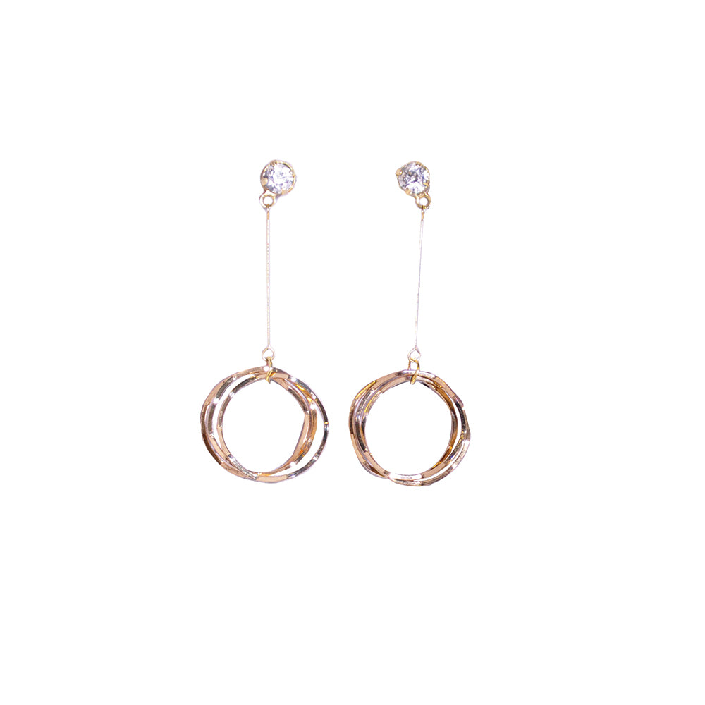 Dangling hoop Zirconia stone earrings
