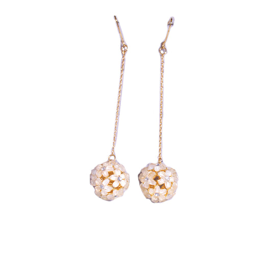 Flower ball dangling earrings