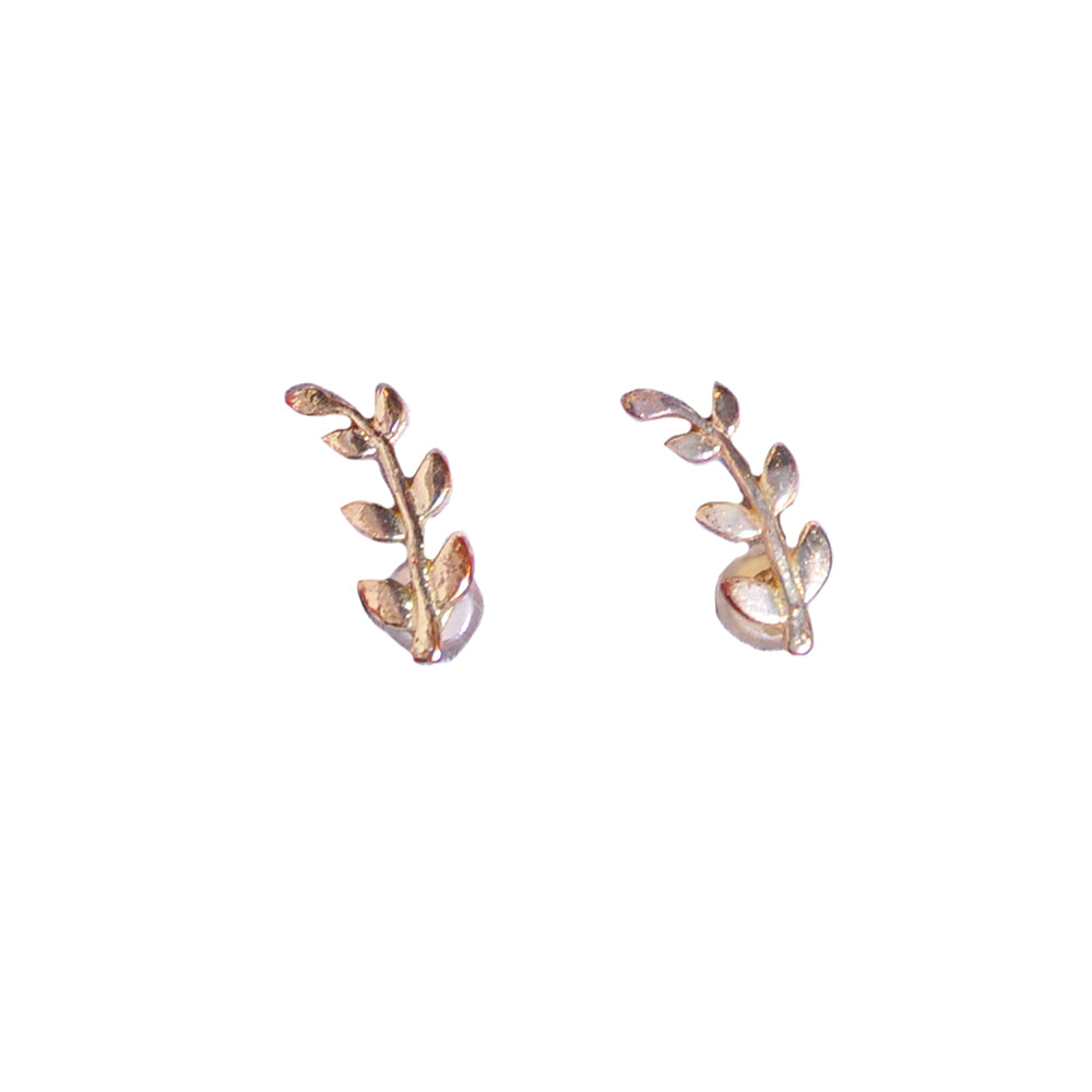 Leaf shape gold plated ear studs