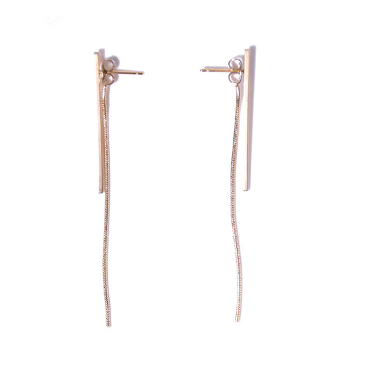 Long shape gold plated earrings