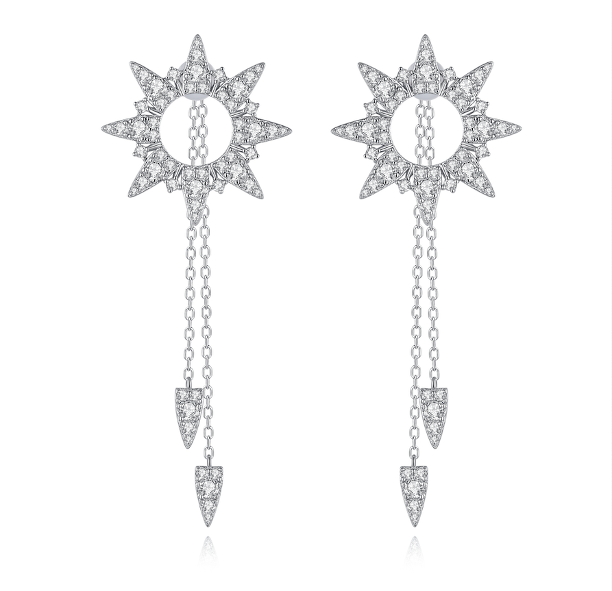 Star shape silver earrings