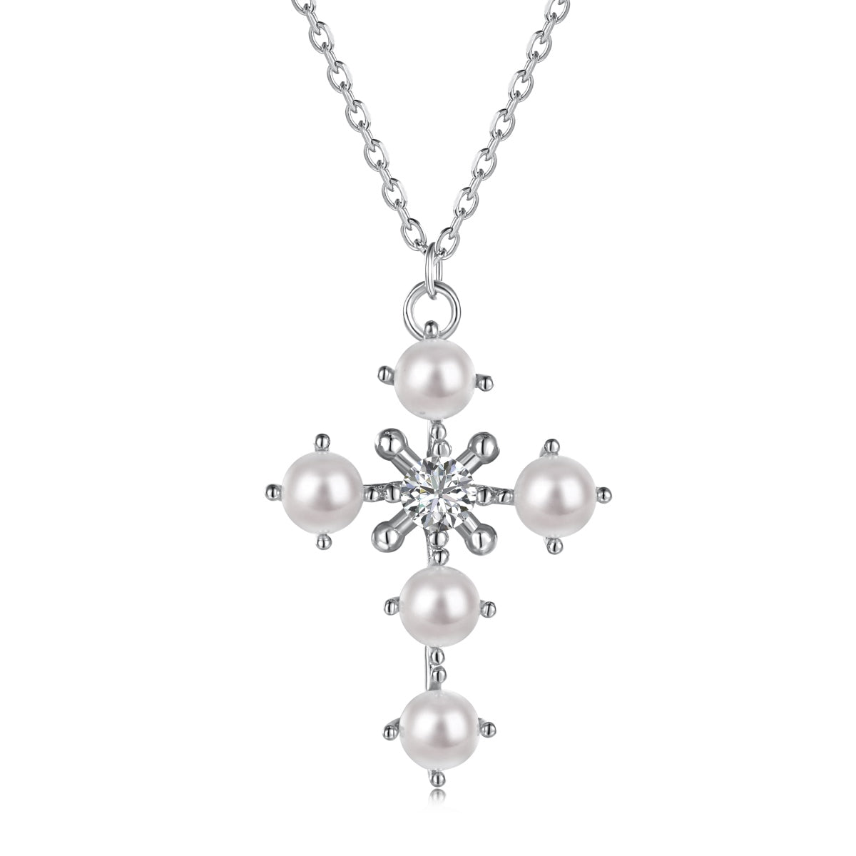 Cross fresh water pearl necklace