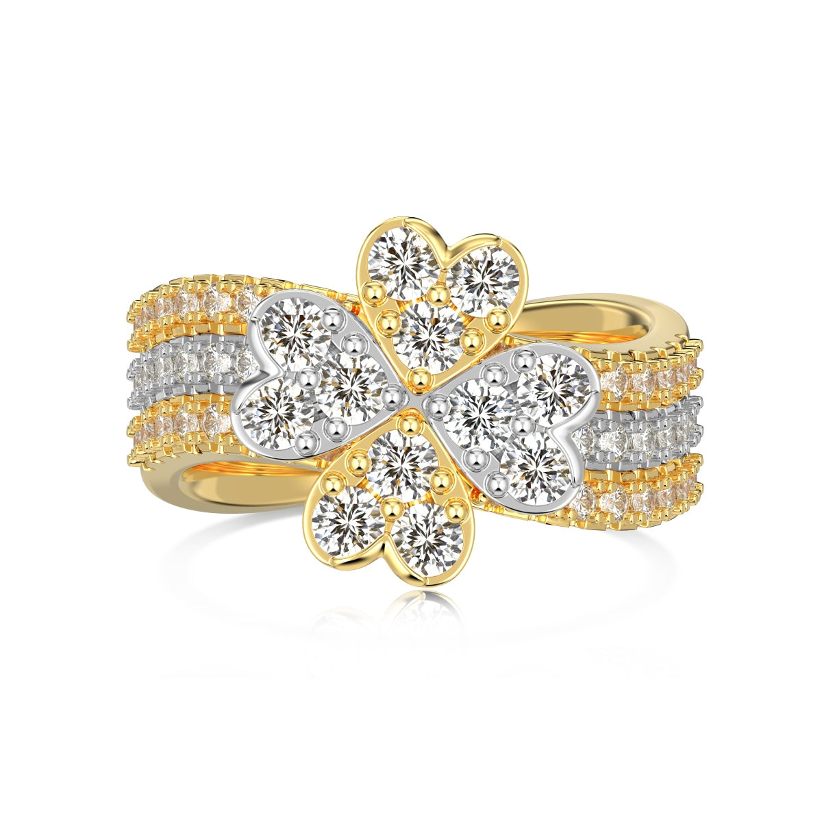 Four leaf clover ring set - Gold plated