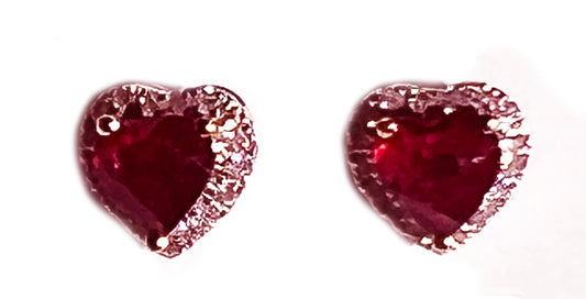 Heart shape ruby stud