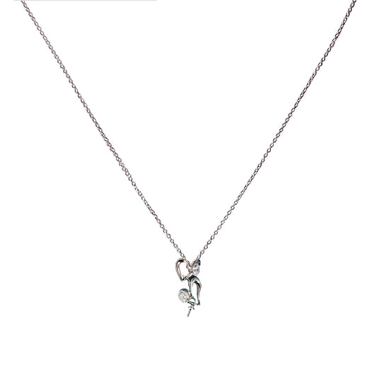 Double heart shape cubic zirconia stone Necklace