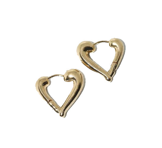 Gold heart shape hoop earrings