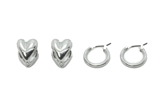 Double pair heart shape hoop earrings